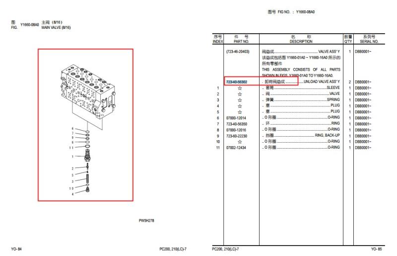 pc200/210/220/270-7卸荷閥